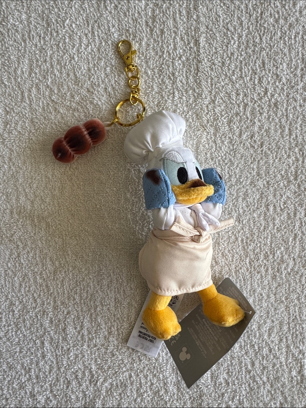 Disney Donald Duck Chef Plush Keychain - Yellow, White, Blue